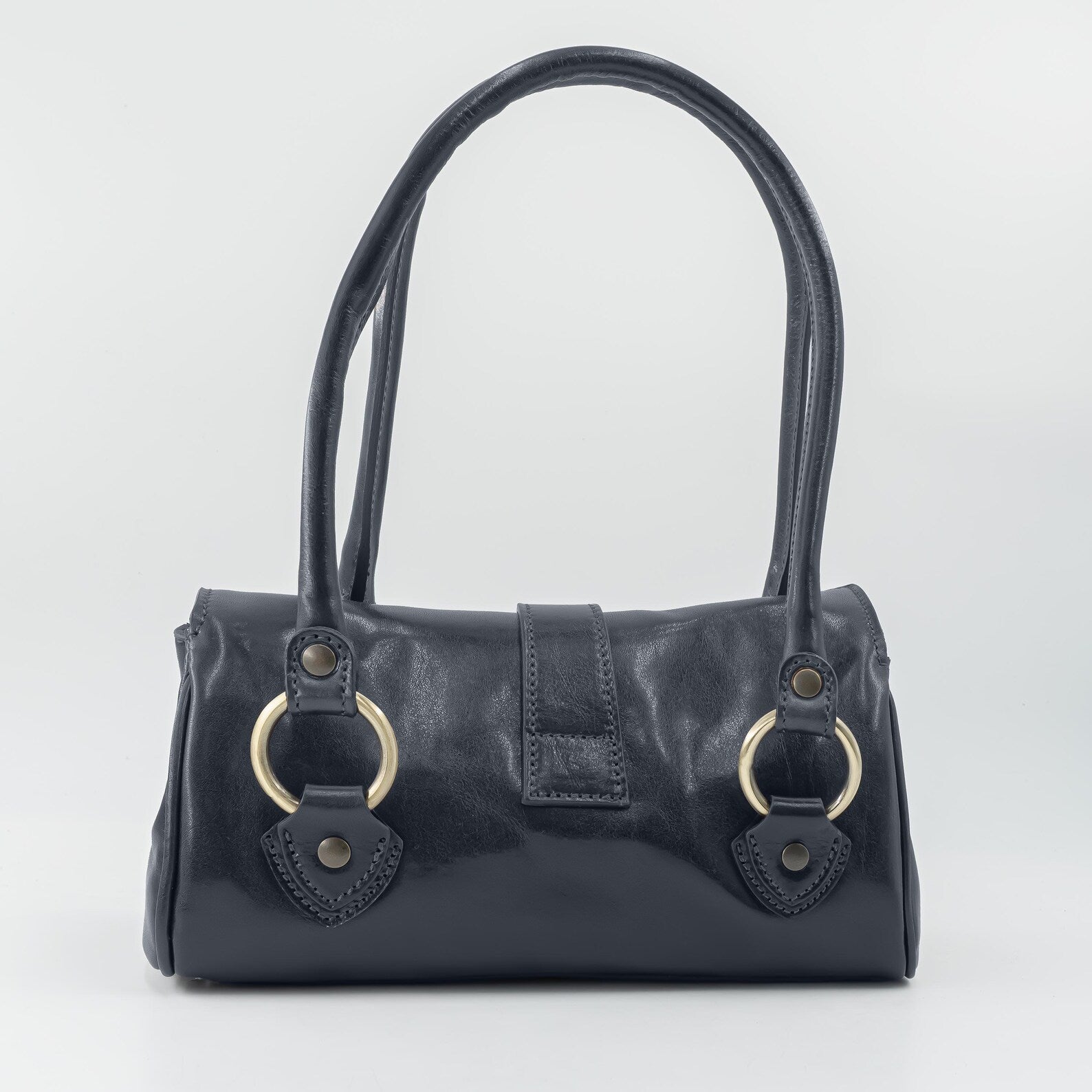Italian Handmade Leather Bag for Women | Elegant Black Shoulder Bag From Florence, Made in Italy | Classic Top Handle Purse