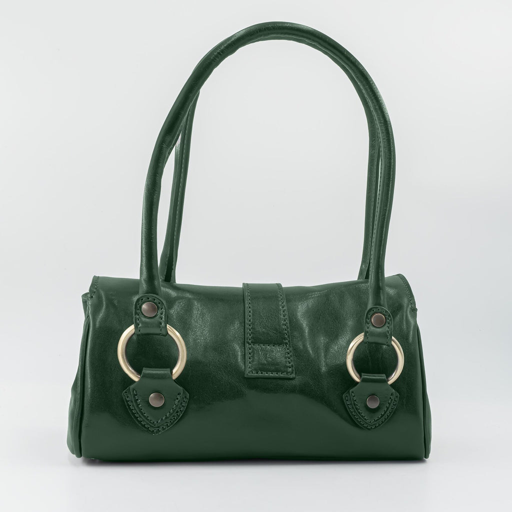 Italian Handmade Leather Bag for Women | Elegant Shoulder Bag From Florence, dark green Purse, Made in Italy | Top Handle Tote