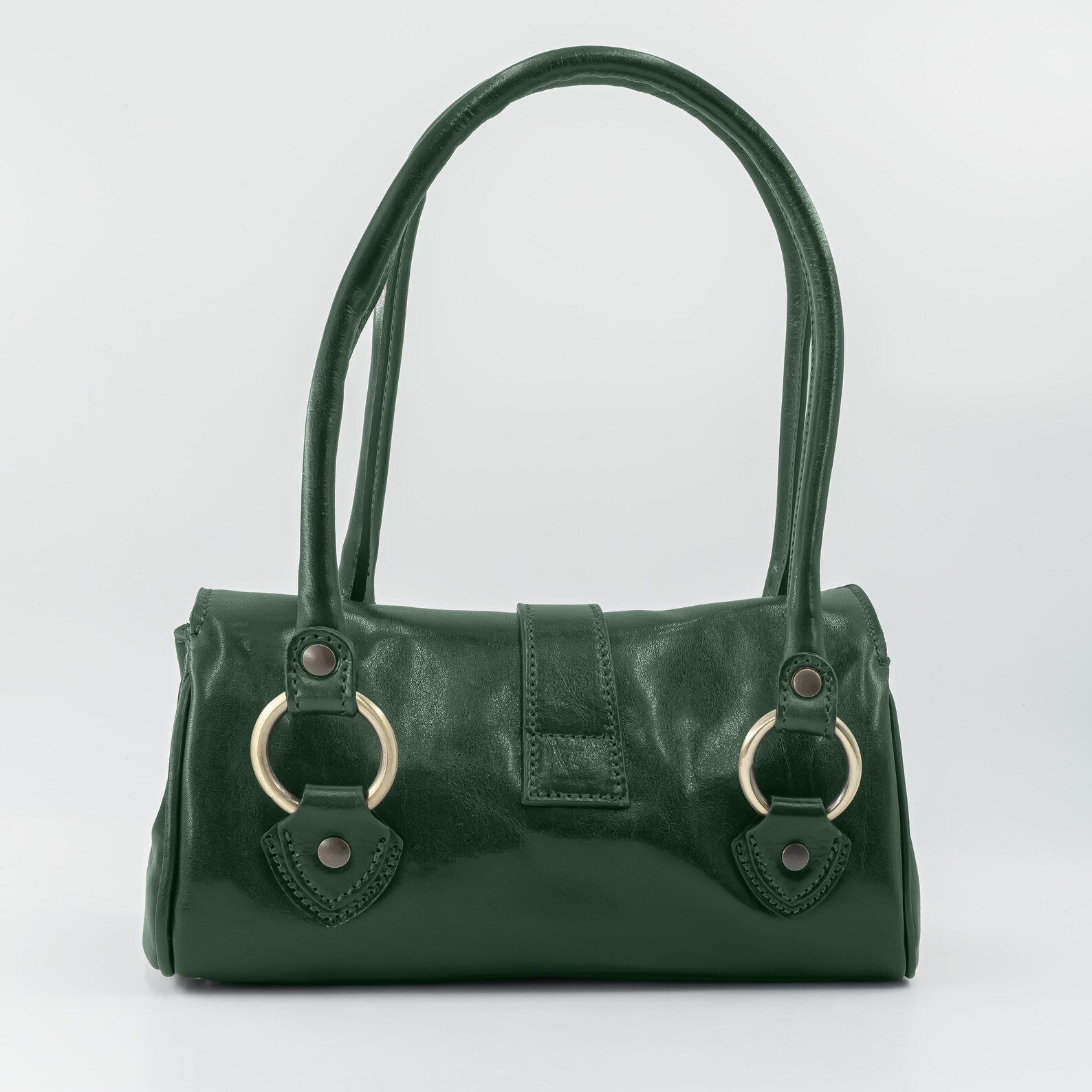 Italian Handmade Leather Bag for Women | Elegant Shoulder Bag From Florence, dark green Purse, Made in Italy | Top Handle Tote