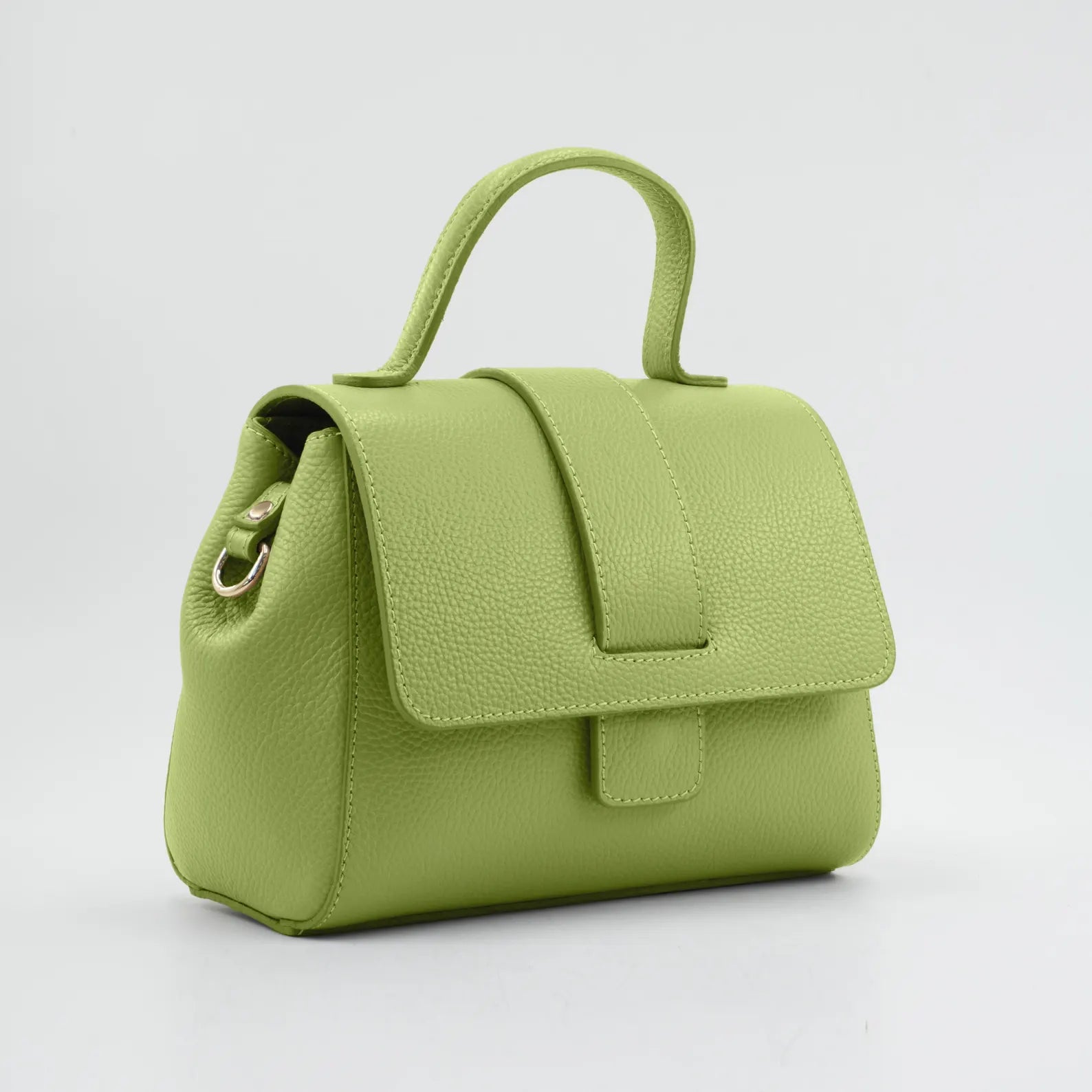 Italian Handmade Leather Bag for Women | Elegant Light Green Tote From Florence, Made in Italy | Leather Top Handle Purse