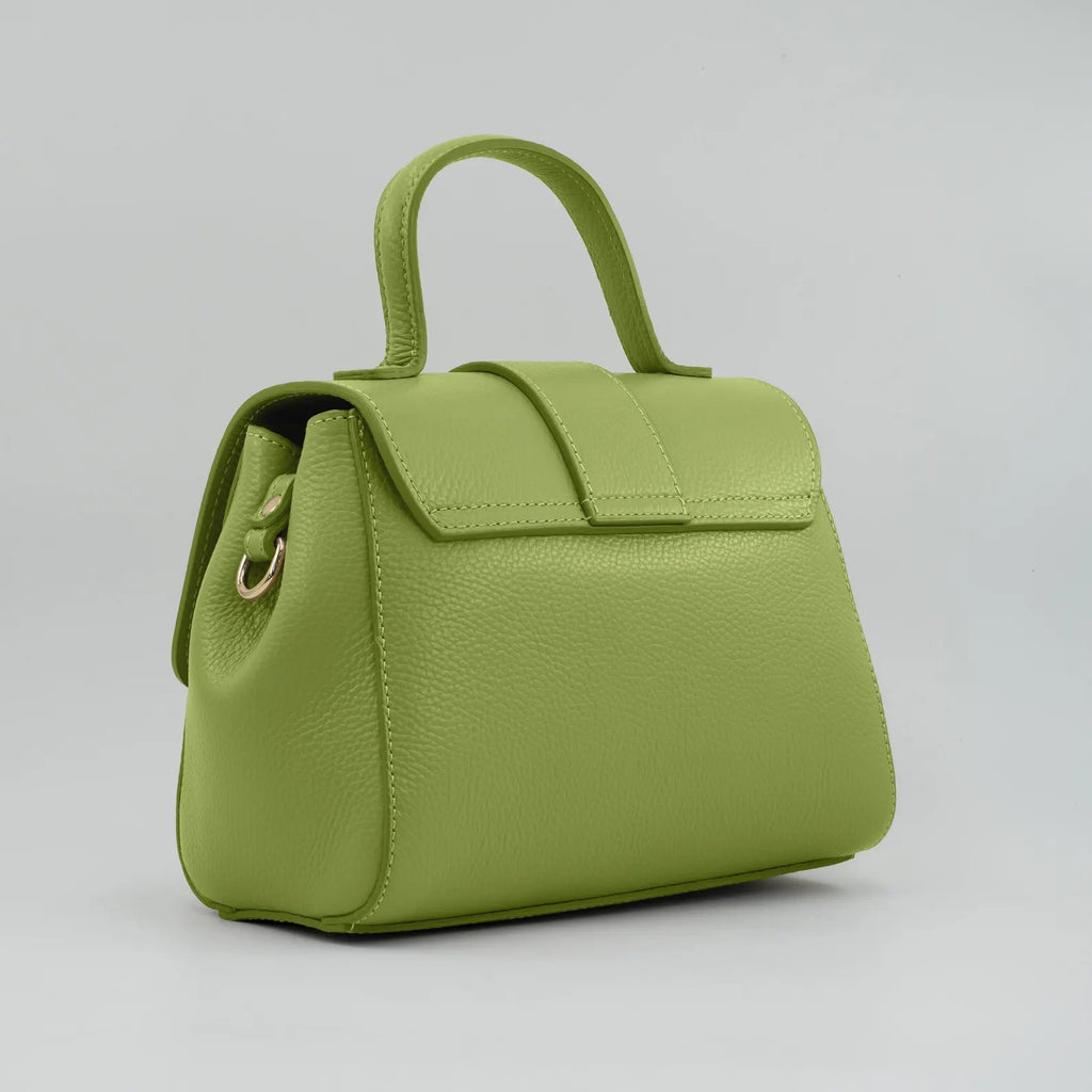 Italian Handmade Leather Bag for Women | Elegant Light Green Tote From Florence, Made in Italy | Leather Top Handle Purse