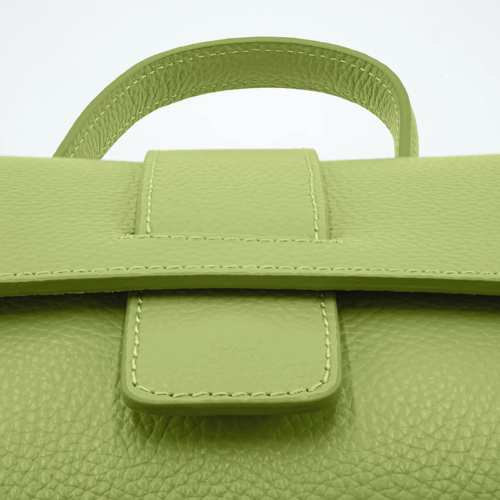 Italian Handmade Leather Bag for Women | Elegant Light Green Tote From Florence, Made in Italy | Leather Top Handle Purse