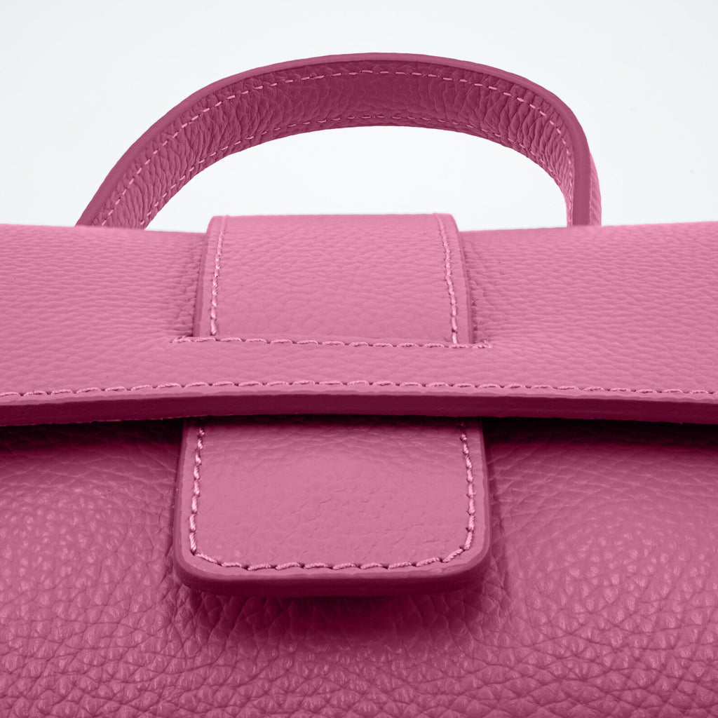 Italian Handmade Leather Bag for Women | Elegant Pink Tote From Florence, Made in Italy | Pebbled Leather Top Handle Purse