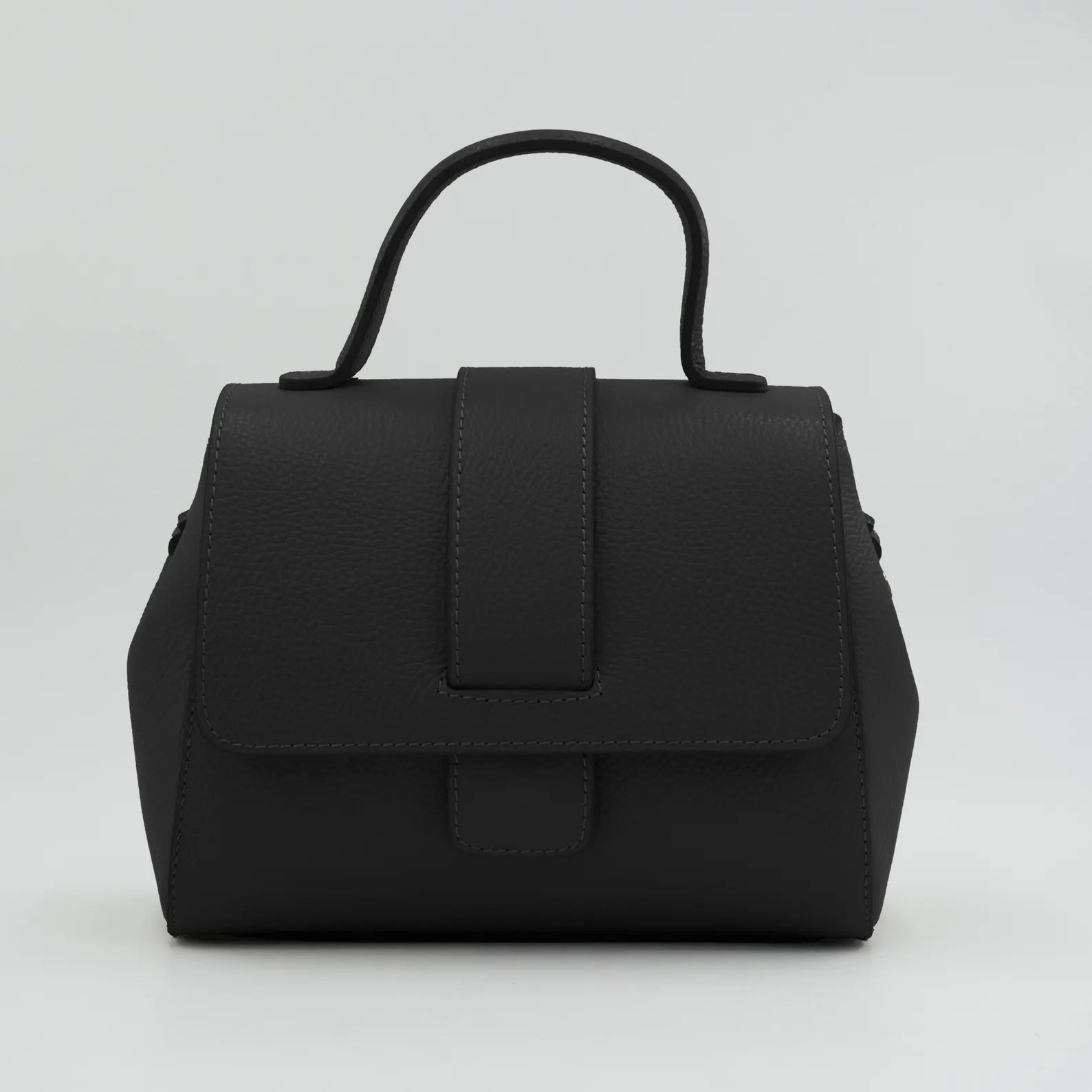 Italian Handmade Leather Bag for Women | Elegant Black Tote From Florence, Made in Italy | Pebbled Leather Top Handle Purse