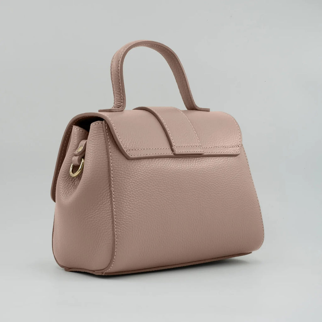 Italian Handmade Leather Bag for Women | Elegant Black Tote From Florence, Made in Italy | Pebbled Leather Top Handle Purse