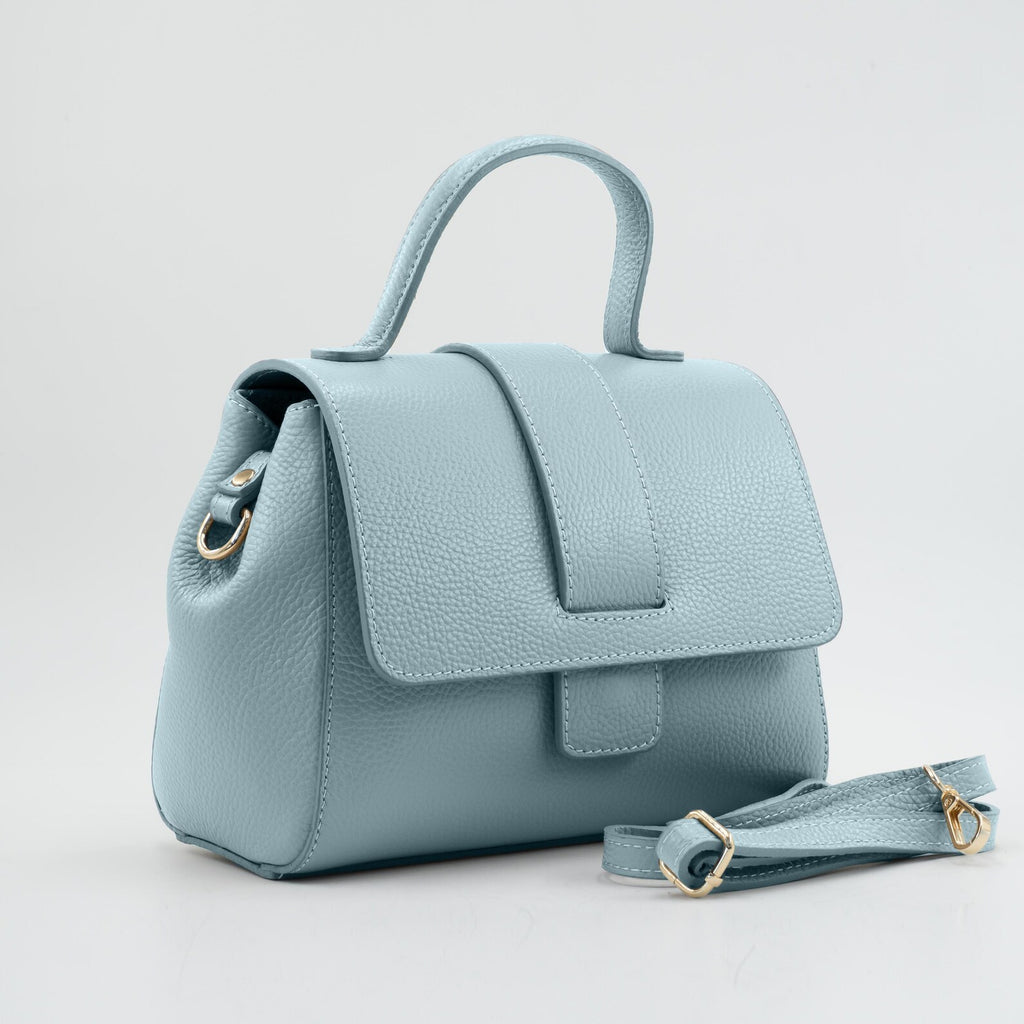 Italian Handmade Leather Bag for Women | Elegant Blue Tote From Florence, Made in Italy | Italian Leather Purse