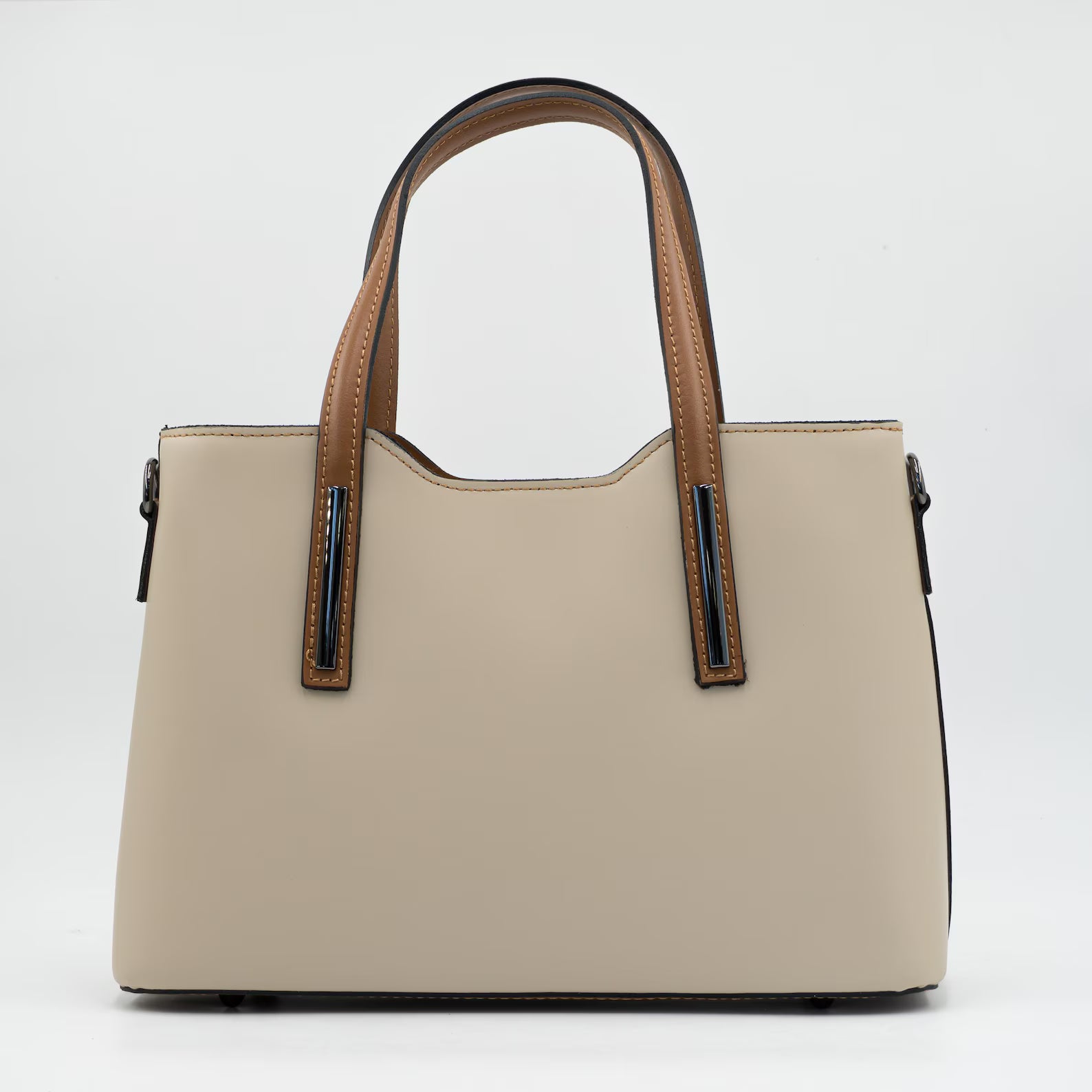 Italian Handmade Leather Bag for Women | Elegant Beige & Brown Tote From Florence, Made in Italy | Genuine Leather Purse
