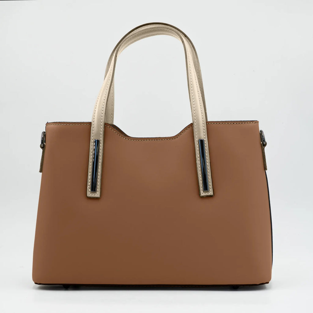 Italian Handmade Leather Bags for Women | Elegant Camel Leather Tote From Florence, Made in Italy | Work Purse