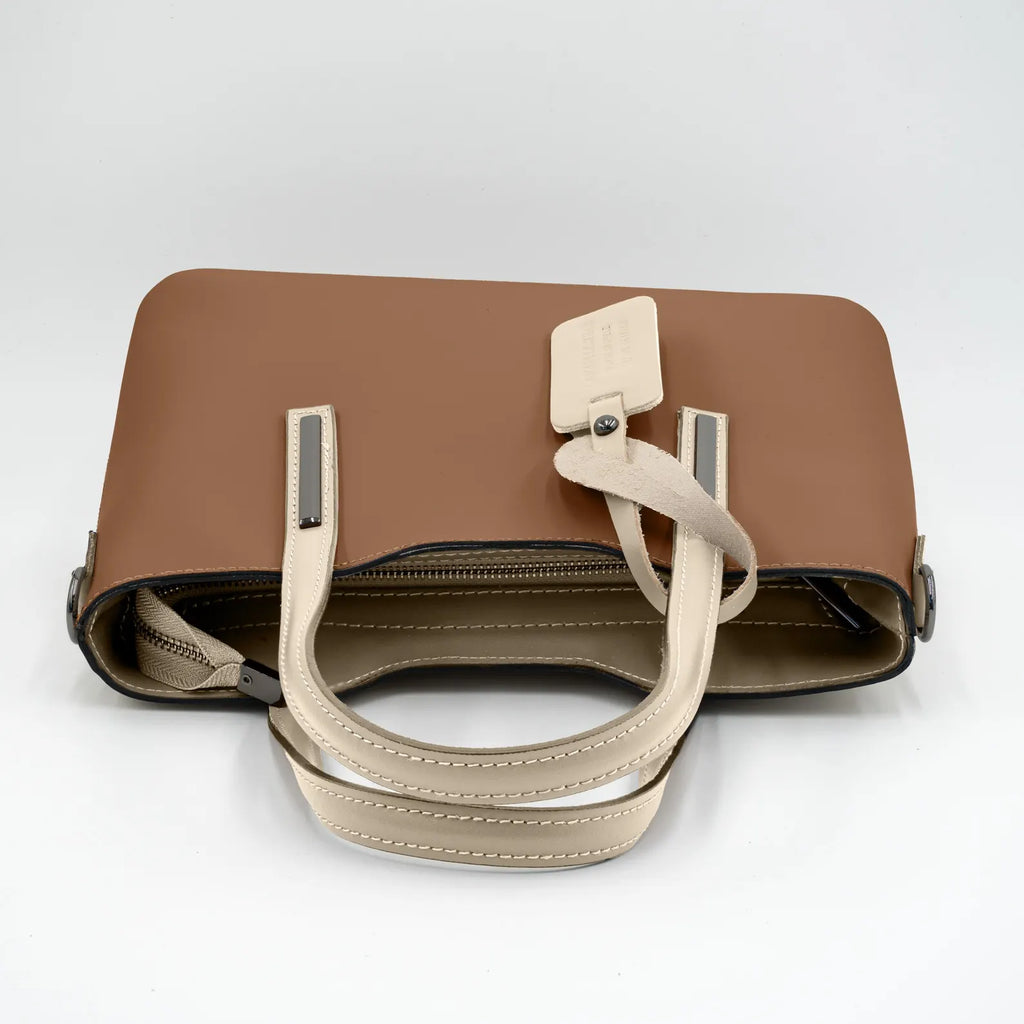 Italian Handmade Leather Bags for Women | Elegant Camel Leather Tote From Florence, Made in Italy | Work Purse