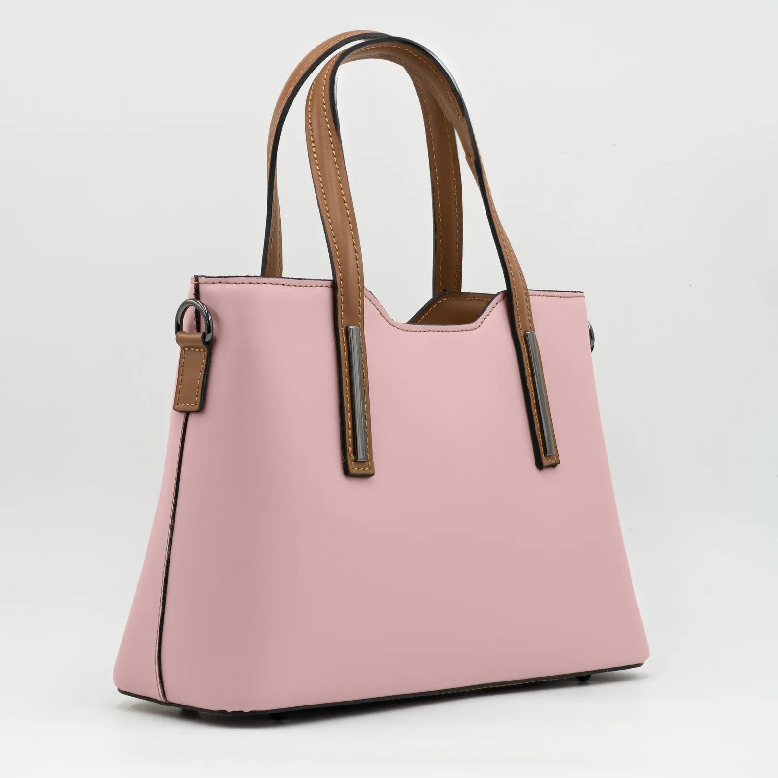 Italian Handmade Leather Bags for Women | Elegant Two-Tone Tote From Florence | Pink Leather Handbag | Made in Italy Purse | Shoulder Bag