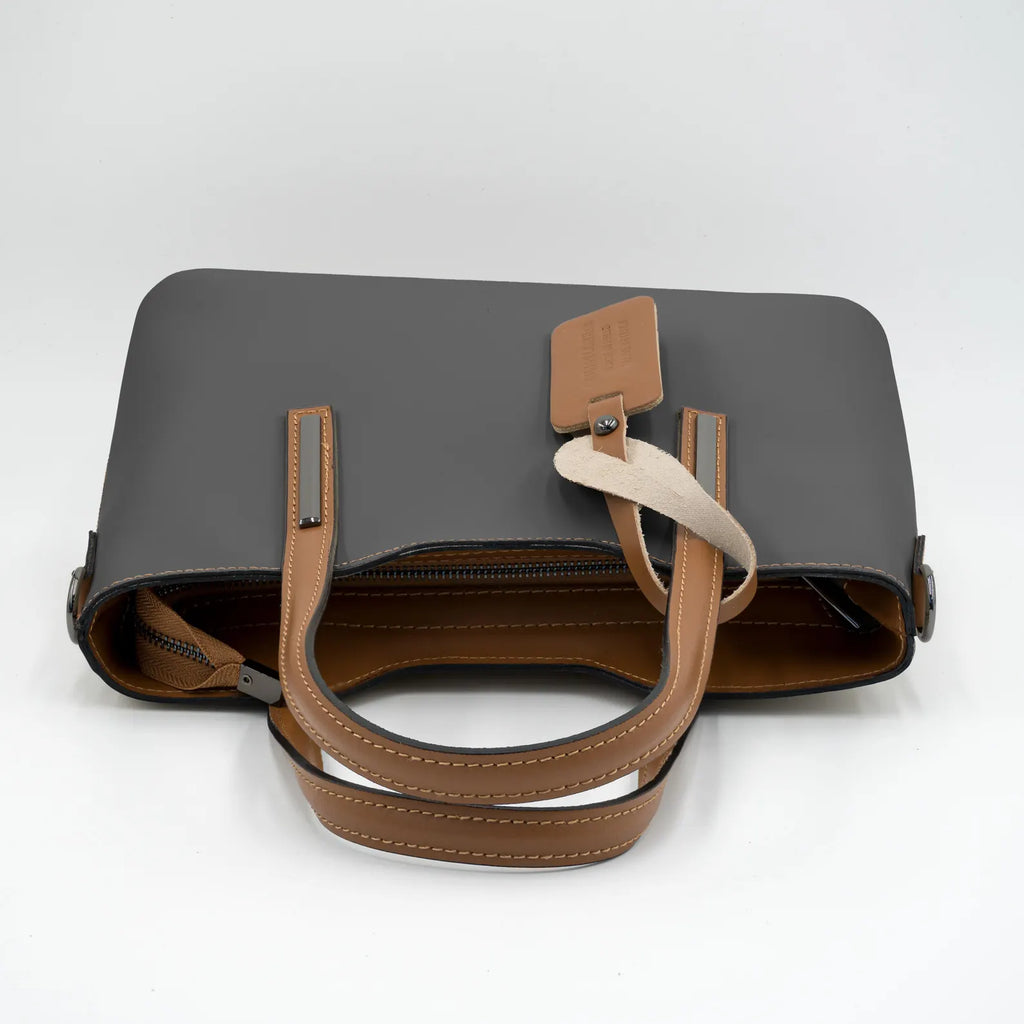 Italian Handmade Leather Bag for Women | Elegant Dark Gray Tote From Florence, Made in Italy