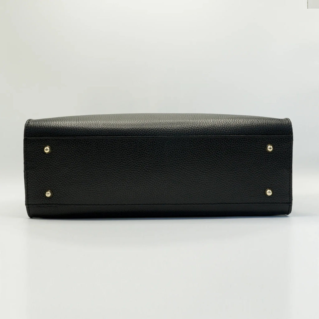 Italian Handmade Leather Bag for Women | Elegant Black Leather Tote From Florence, Made in Italy | Luxury Top Handle Purse