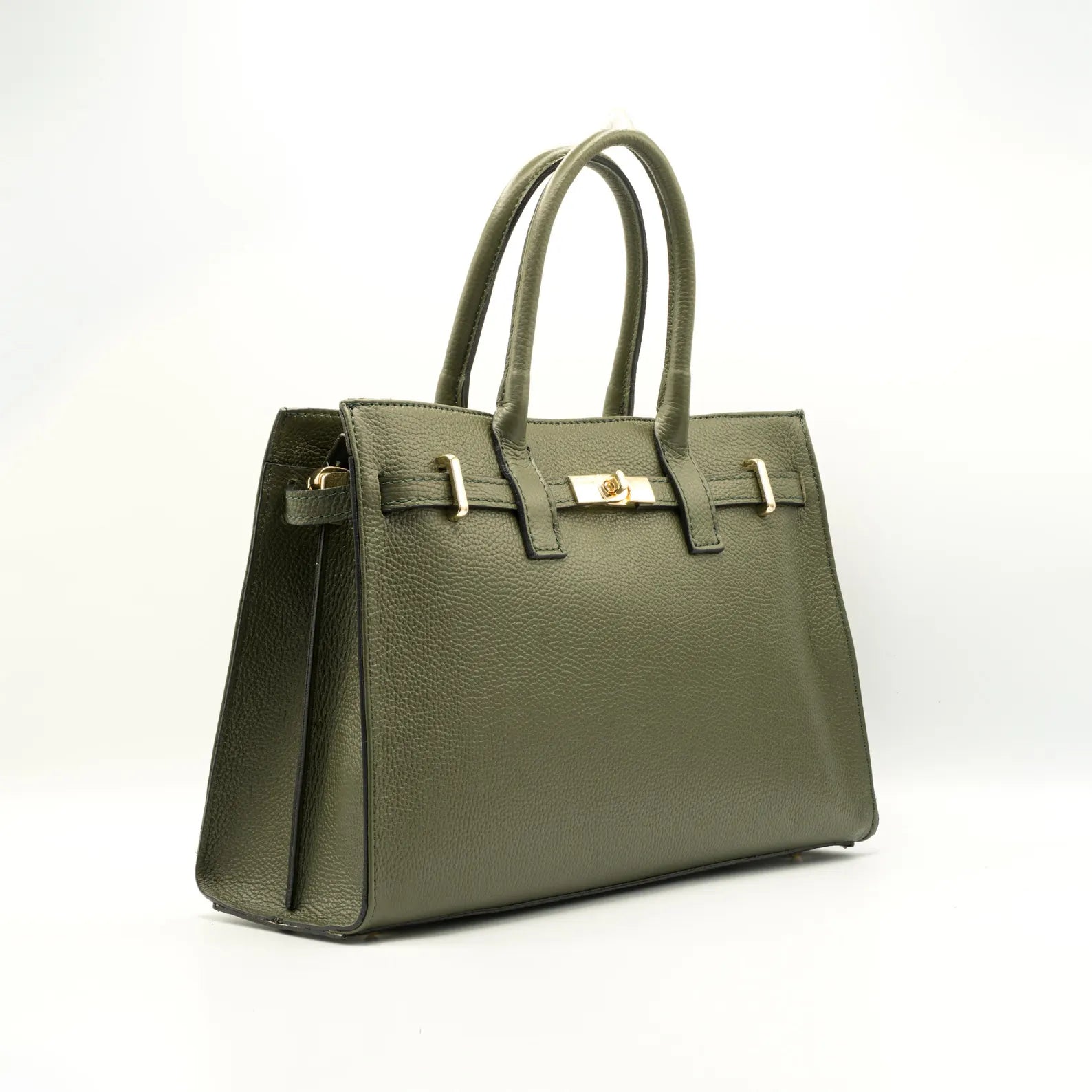 Italian Handmade Leather Bag for Women | Elegant Green Leather Tote From Florence, Made in Italy | Luxury Top Handle Purse