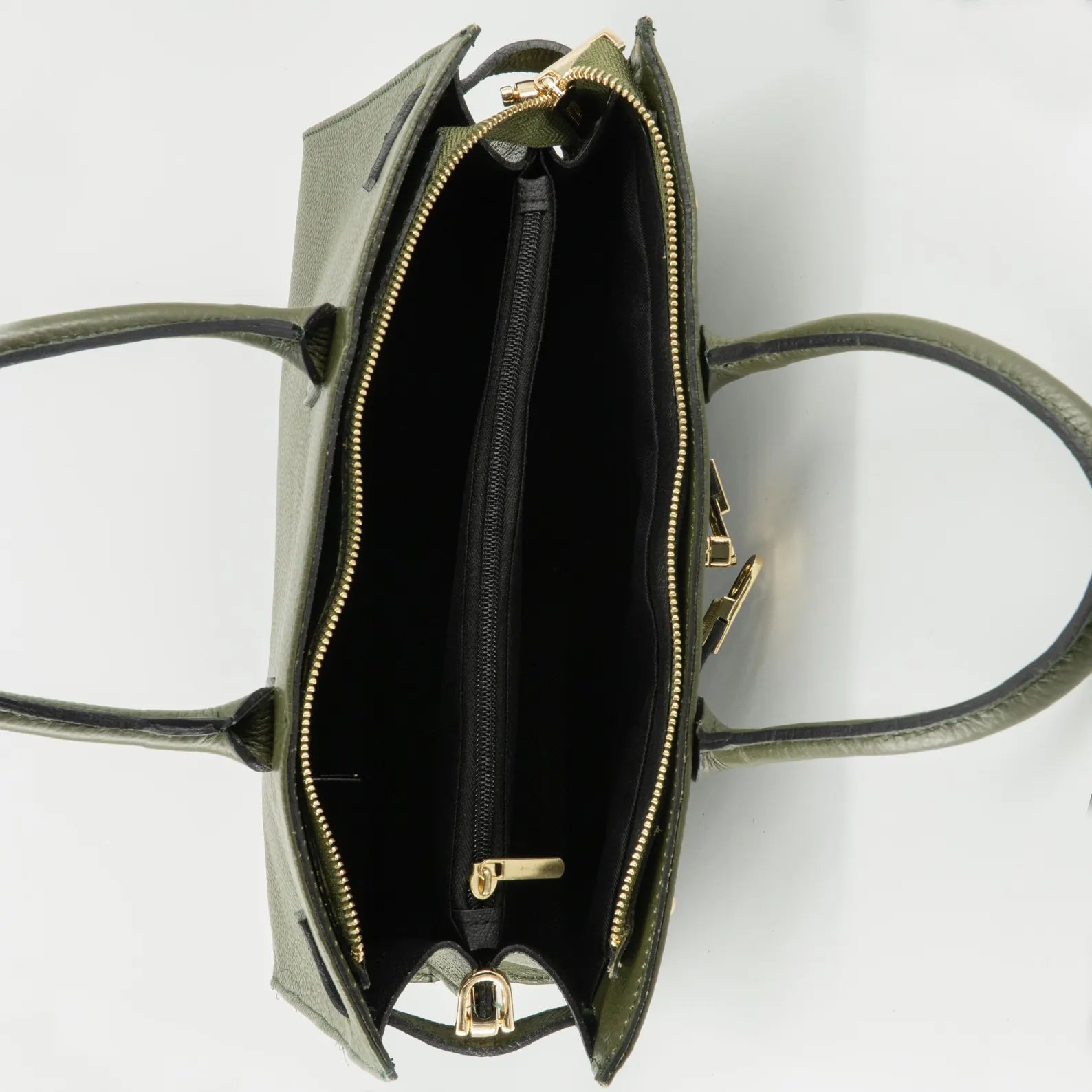 Italian Handmade Leather Bag for Women | Elegant Green Leather Tote From Florence, Made in Italy | Luxury Top Handle Purse