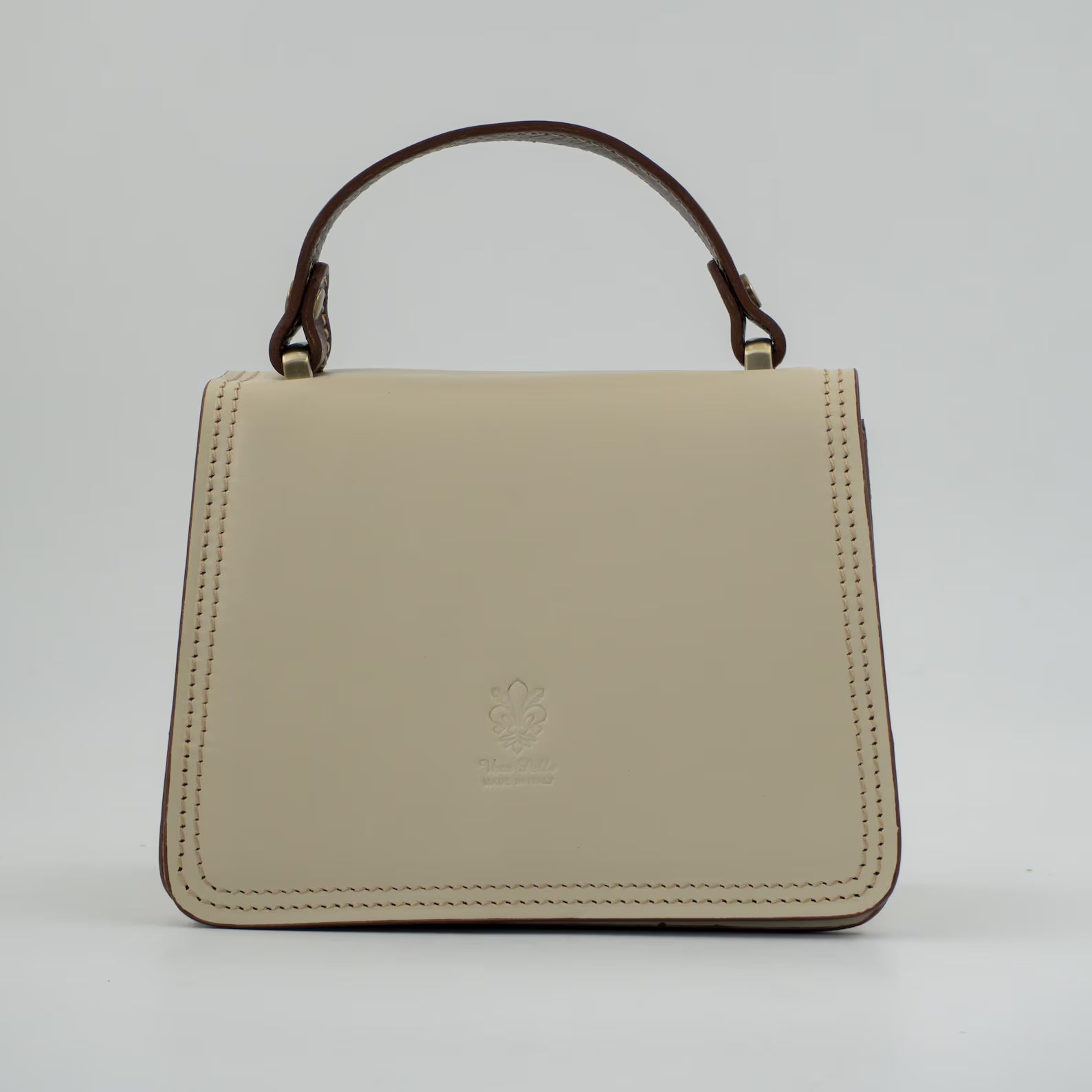 Italian Handmade Leather Bag for Women | Elegant Crossbody From Florence, Cream & Brown Shoulder Bag, Made in Italy