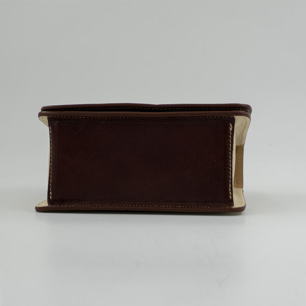 Italian Handmade Leather Bag for Women | Elegant Crossbody From Florence, Cream & Brown Shoulder Bag, Made in Italy