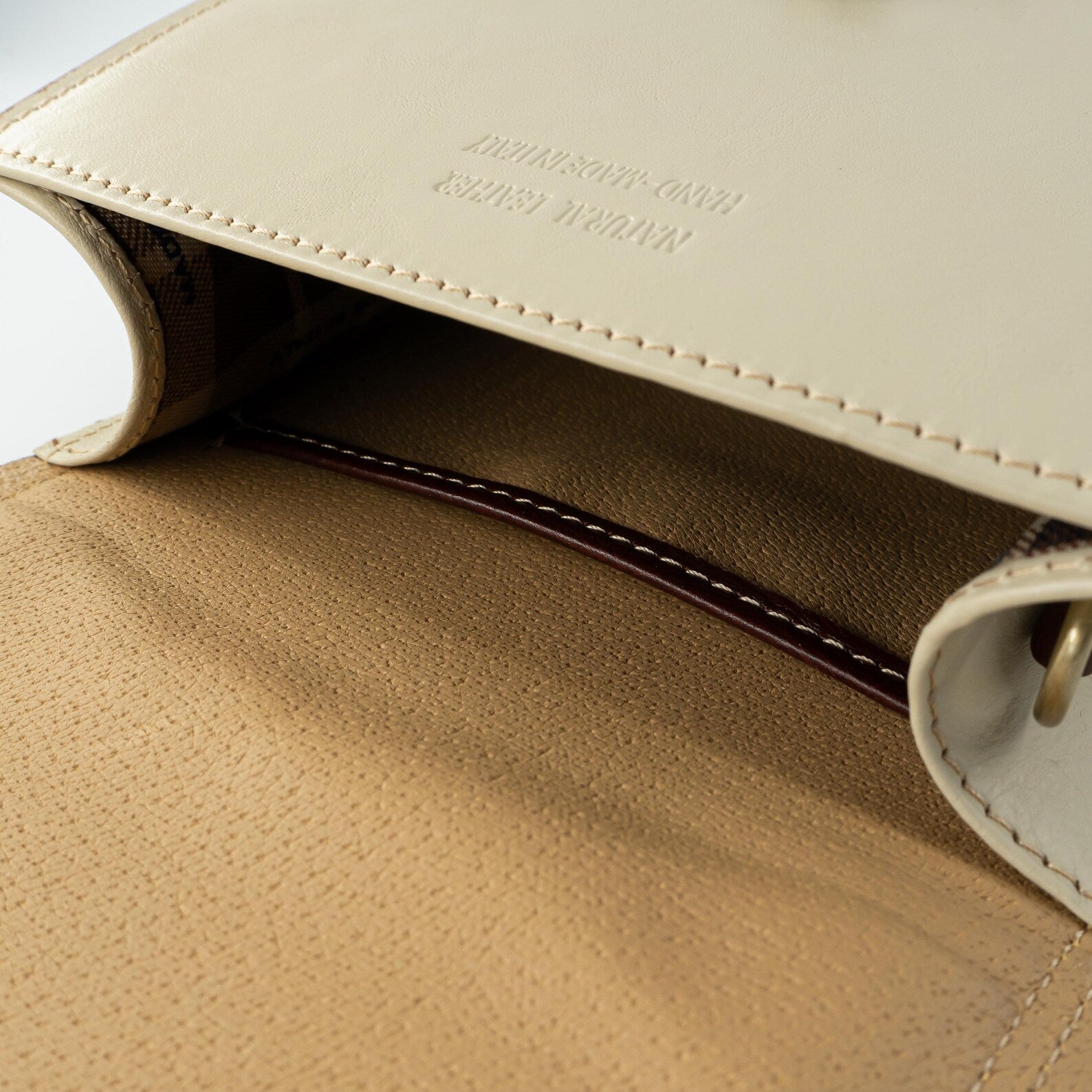 Italian Handmade Leather Bag for Women | Elegant Crossbody From Florence, Cream & Brown Shoulder Bag, Made in Italy