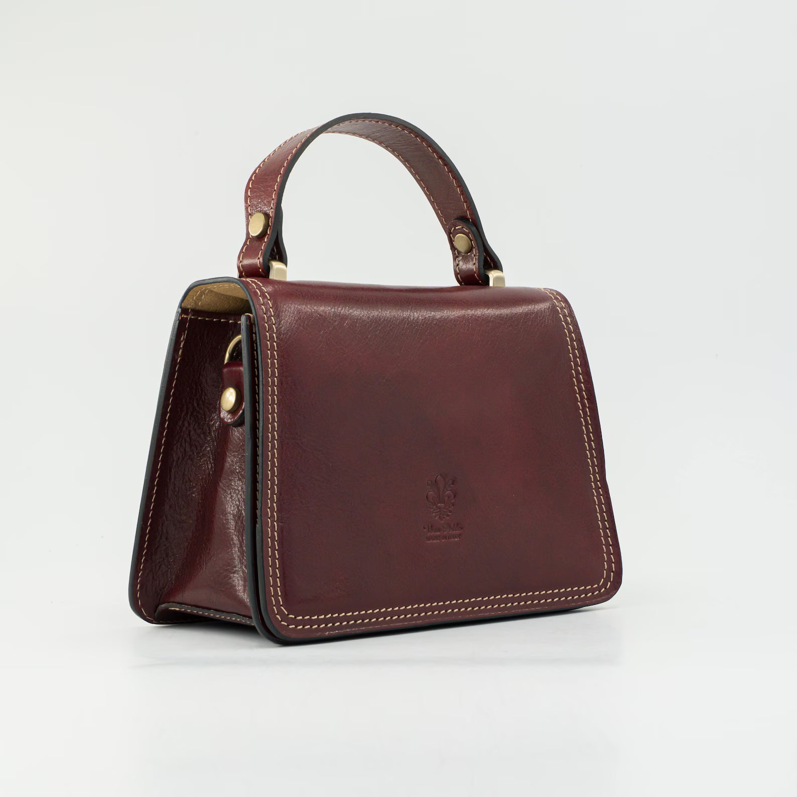 Italian Handmade Leather Bag for Women | Vintage Burgundy Crossbody from Florence | Small Elegant Shoulder Bag – Made in Italy