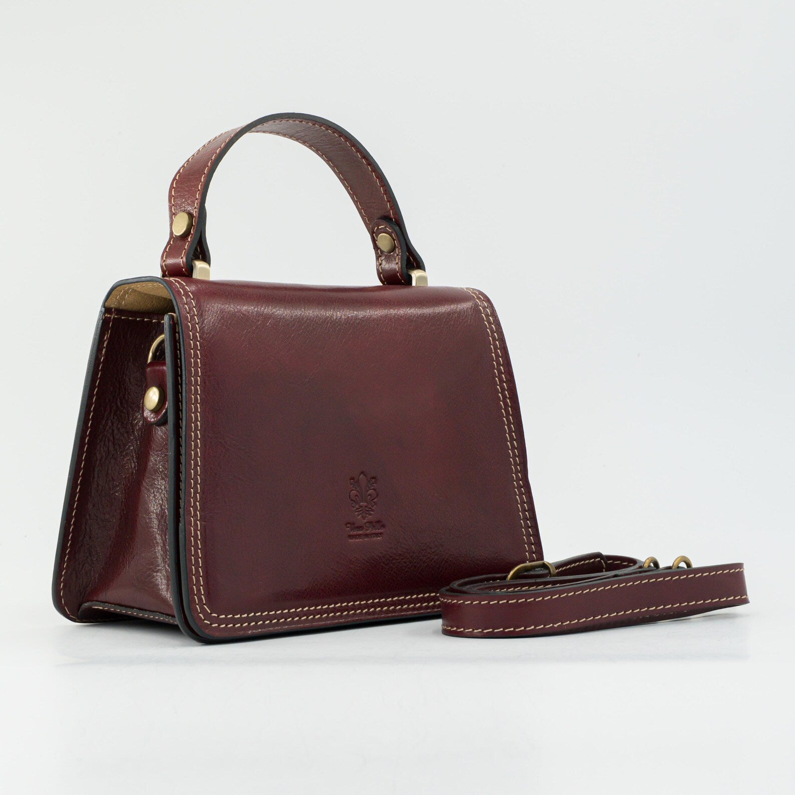 Italian Handmade Leather Bag for Women | Vintage Burgundy Crossbody from Florence | Small Elegant Shoulder Bag – Made in Italy