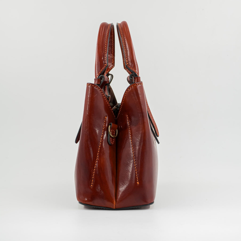 Italian Handmade Leather Bag for Women | From Florence, Made in Italy | Dark Brown Tote Bag | Leather Top Handle & Crossbody