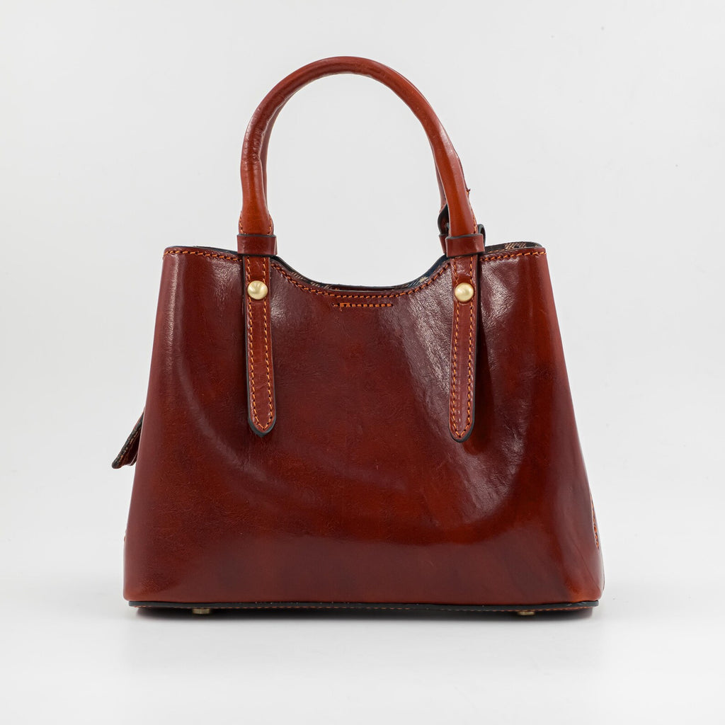 Italian Handmade Leather Bag for Women | From Florence, Made in Italy | Dark Brown Tote Bag | Leather Top Handle & Crossbody