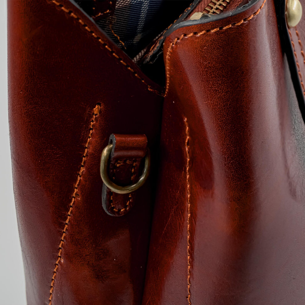 Italian Handmade Leather Bag for Women | From Florence, Made in Italy | Dark Brown Tote Bag | Leather Top Handle & Crossbody