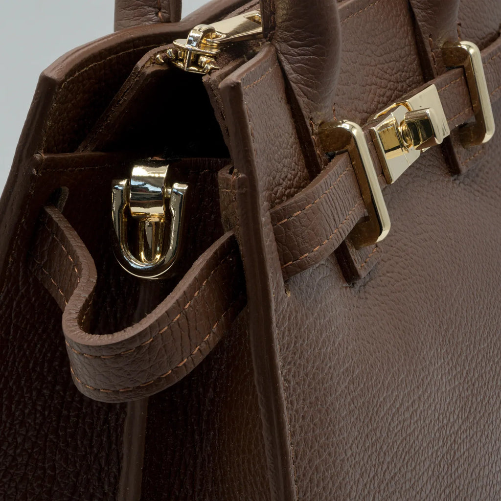 Italian Handmade Leather Bag for Women | Elegant Dark Brown Leather Tote Bag From Florence, Made in Italy | Top-Handle Satchel
