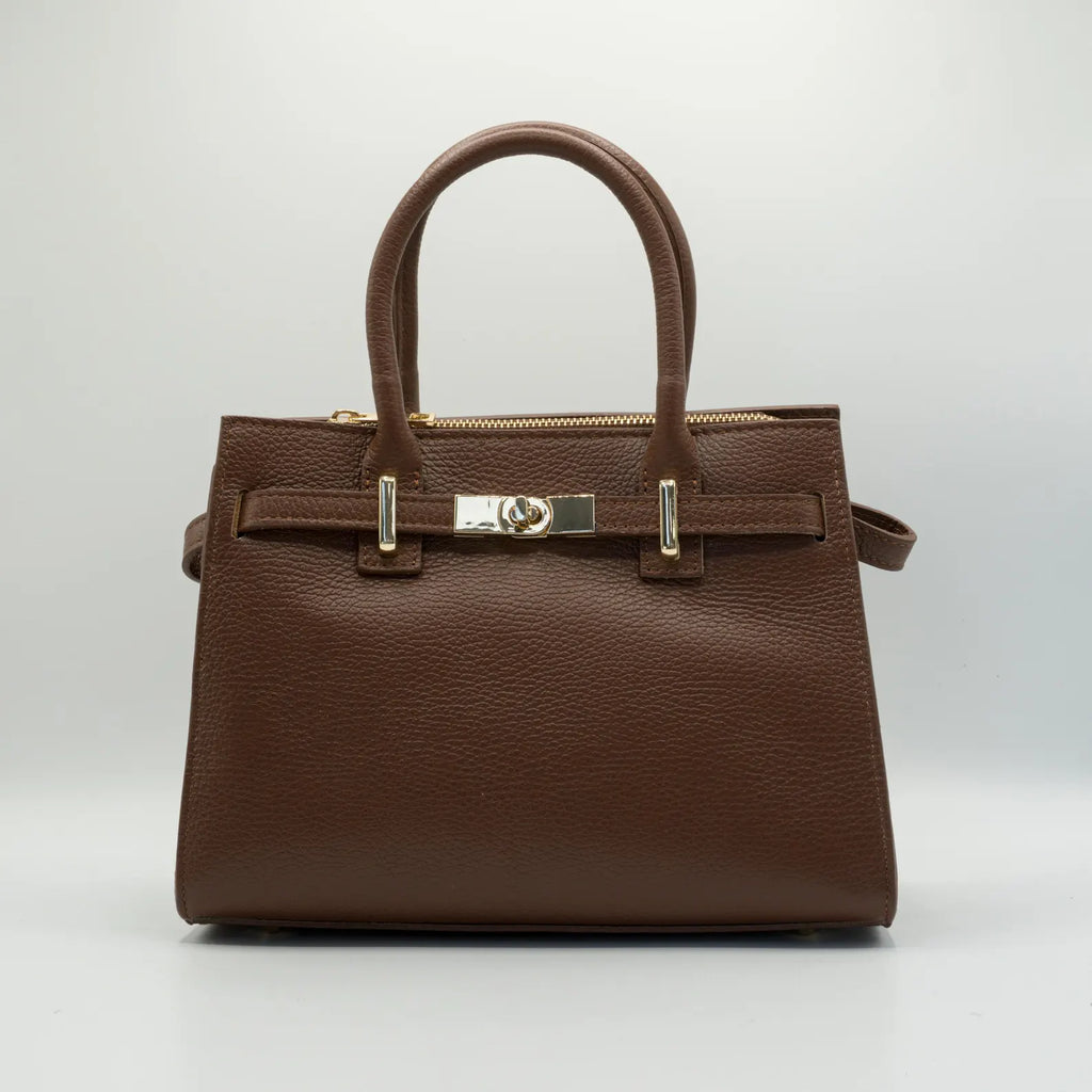 Italian Handmade Leather Bag for Women | Elegant Dark Brown Leather Tote Bag From Florence, Made in Italy | Top-Handle Satchel