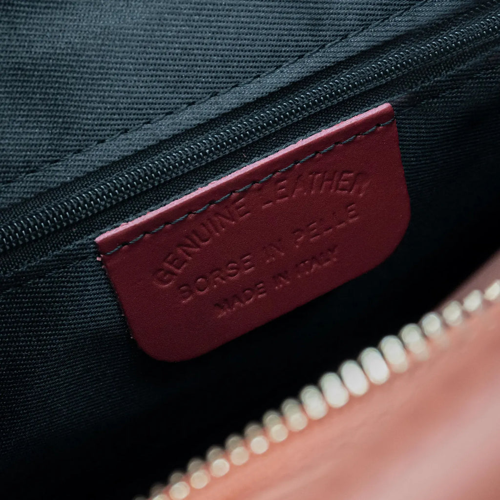 Italian Handmade Leather Bags For Woman | Elegant Embossed Leather Tote From Florence, Orange Bag, Made in Italy | Top Handle Shoulder Bag