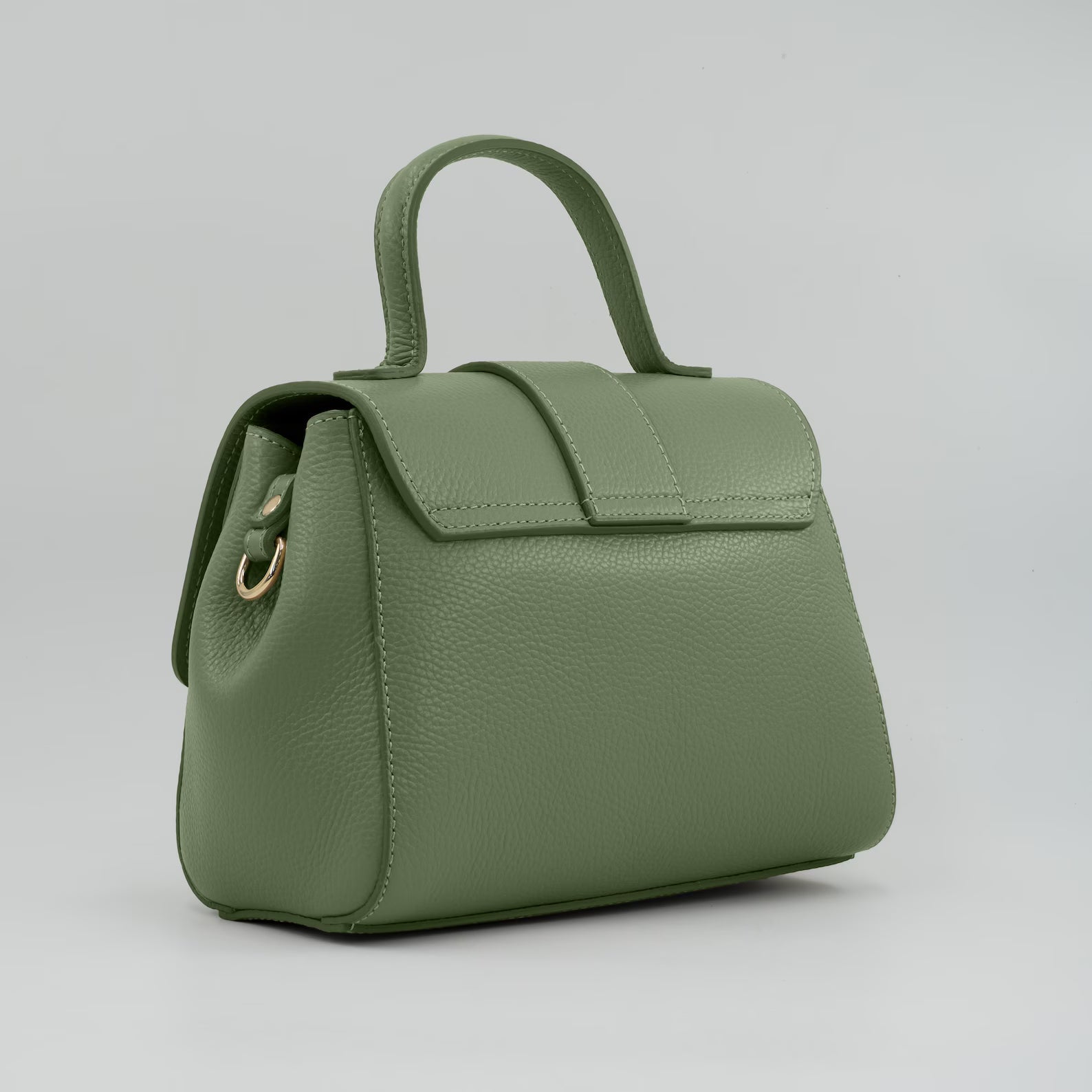 Italian Handmade Leather Bags For Woman | Elegant Top Handle Leather Bag From Florence, Green Bag, Made in Italy