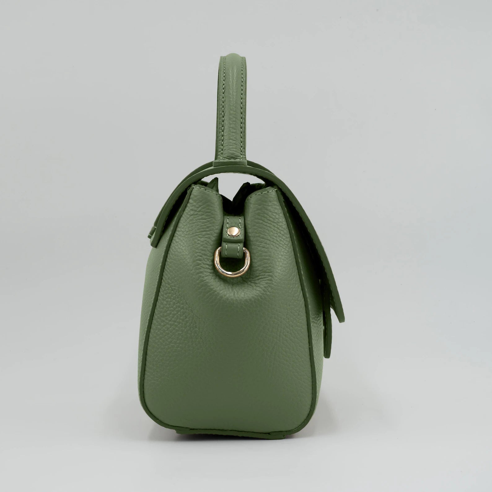 Italian Handmade Leather Bags For Woman | Elegant Top Handle Leather Bag From Florence, Green Bag, Made in Italy