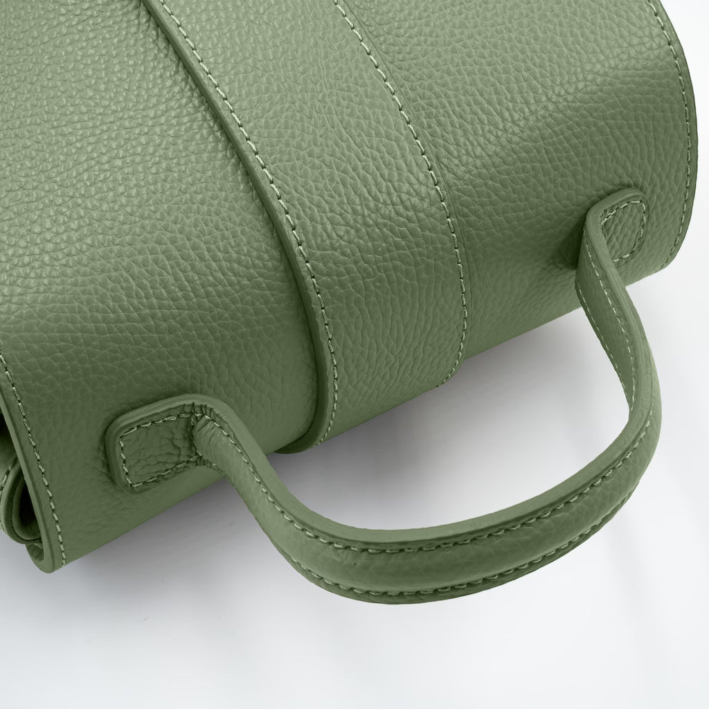 Italian Handmade Leather Bags For Woman | Elegant Top Handle Leather Bag From Florence, Green Bag, Made in Italy
