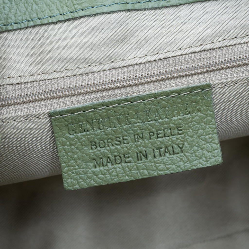 Italian Handmade Leather Bags For Woman | Elegant Top Handle Leather Bag From Florence, Green Bag, Made in Italy