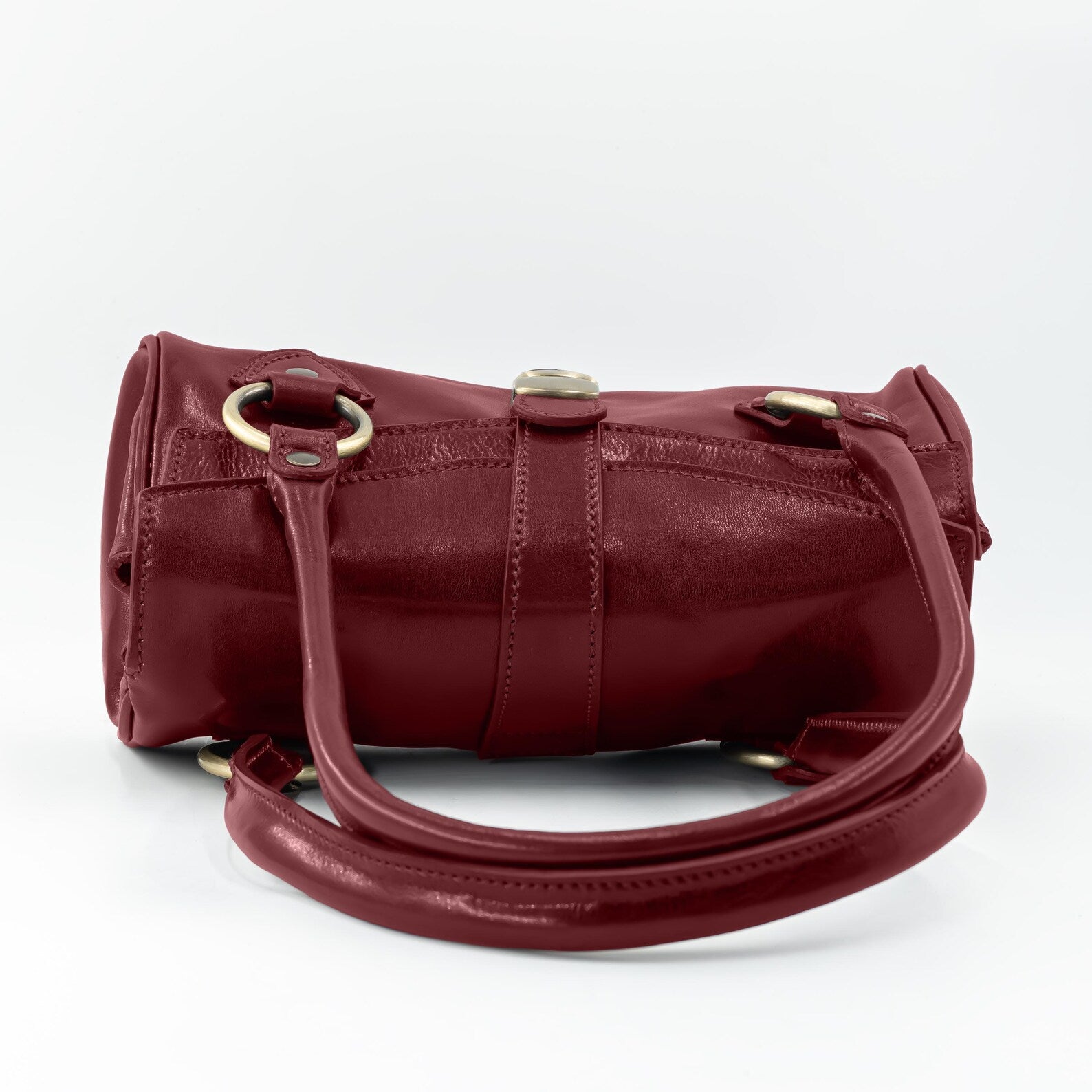 Italian Handmade Leather Bag for Women | Elegant Shoulder Bag From Florence, Burgundy Red Purse, Made in Italy | Top Handle Tote