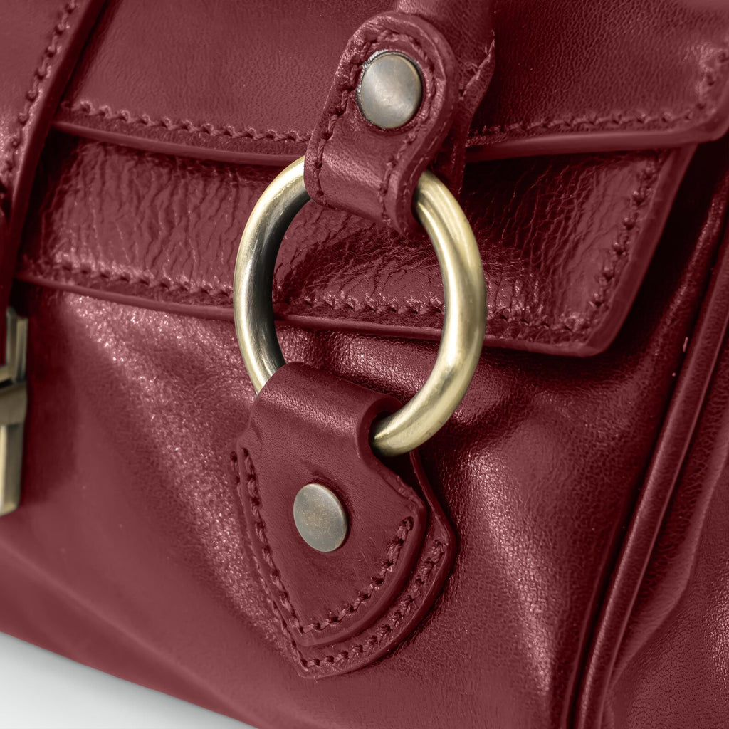 Italian Handmade Leather Bag for Women | Elegant Shoulder Bag From Florence, Burgundy Red Purse, Made in Italy | Top Handle Tote