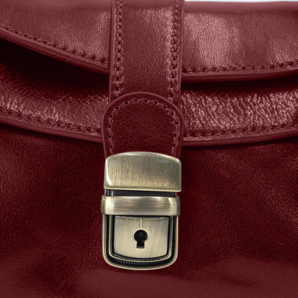 Italian Handmade Leather Bag for Women | Elegant Shoulder Bag From Florence, Burgundy Red Purse, Made in Italy | Top Handle Tote