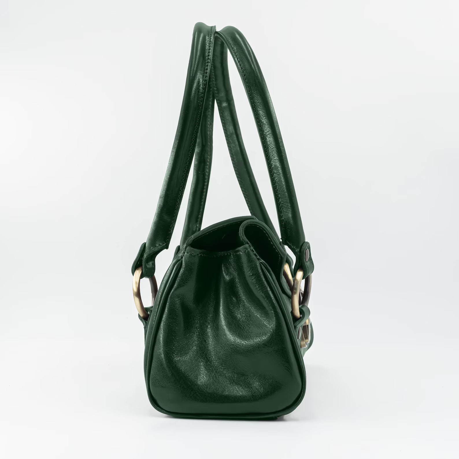 Italian Handmade Leather Bag for Women | Elegant Shoulder Bag From Florence, dark green Purse, Made in Italy | Top Handle Tote