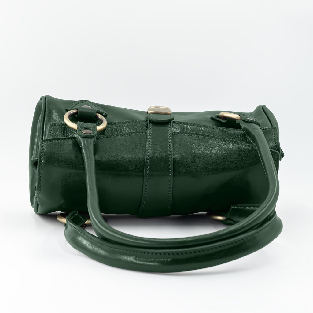 Italian Handmade Leather Bag for Women | Elegant Shoulder Bag From Florence, dark green Purse, Made in Italy | Top Handle Tote