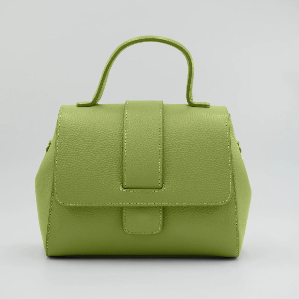 Italian Handmade Leather Bag for Women | Elegant Light Green Tote From Florence, Made in Italy | Leather Top Handle Purse