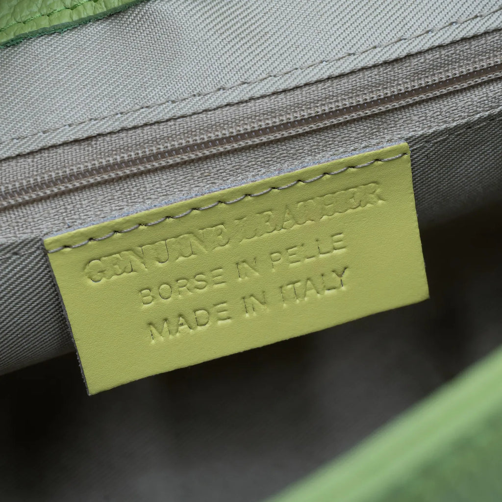 Italian Handmade Leather Bag for Women | Elegant Light Green Tote From Florence, Made in Italy | Leather Top Handle Purse