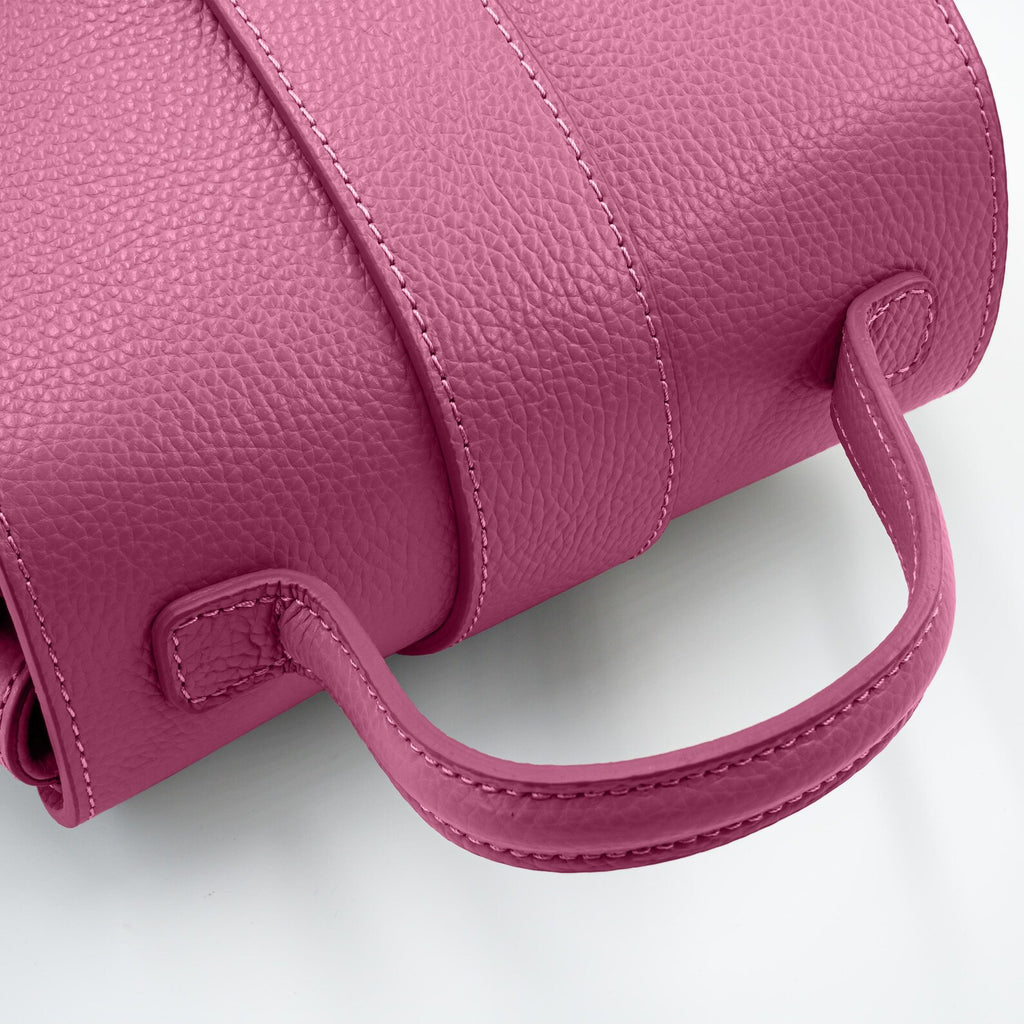 Italian Handmade Leather Bag for Women | Elegant Pink Tote From Florence, Made in Italy | Pebbled Leather Top Handle Purse