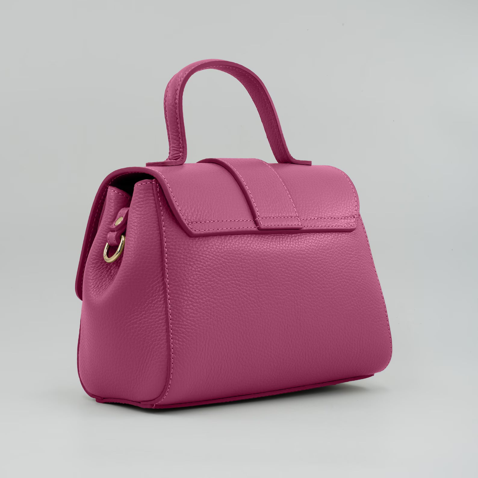 Italian Handmade Leather Bag for Women | Elegant Pink Tote From Florence, Made in Italy | Pebbled Leather Top Handle Purse