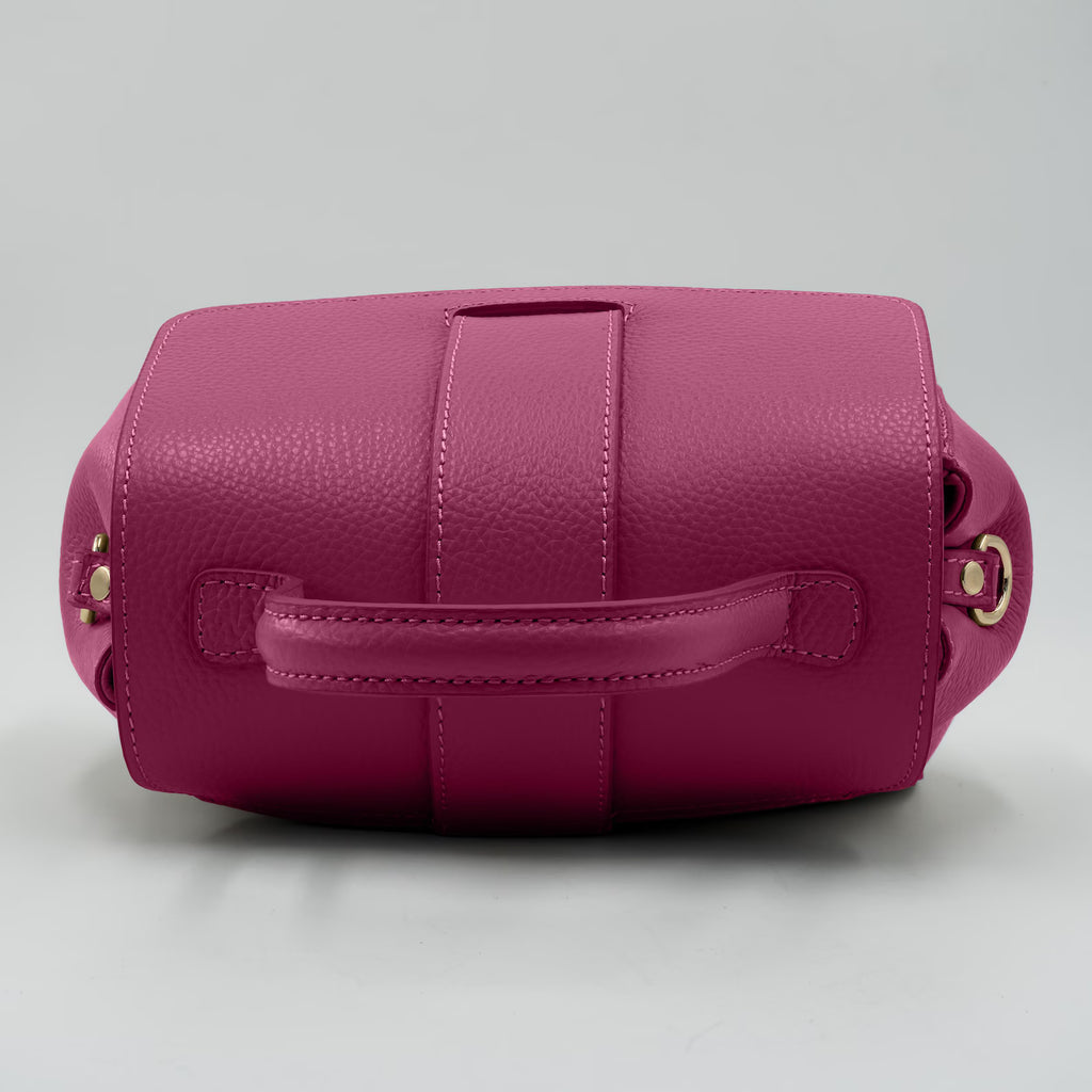 Italian Handmade Leather Bag for Women | Elegant Pink Tote From Florence, Made in Italy | Pebbled Leather Top Handle Purse
