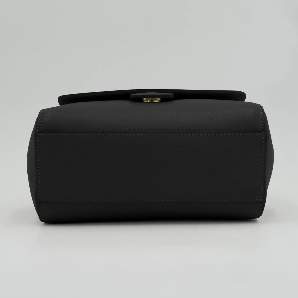 Italian Handmade Leather Bag for Women | Elegant Black Tote From Florence, Made in Italy | Pebbled Leather Top Handle Purse