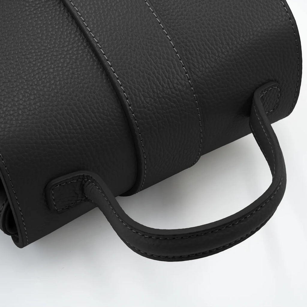 Italian Handmade Leather Bag for Women | Elegant Black Tote From Florence, Made in Italy | Pebbled Leather Top Handle Purse