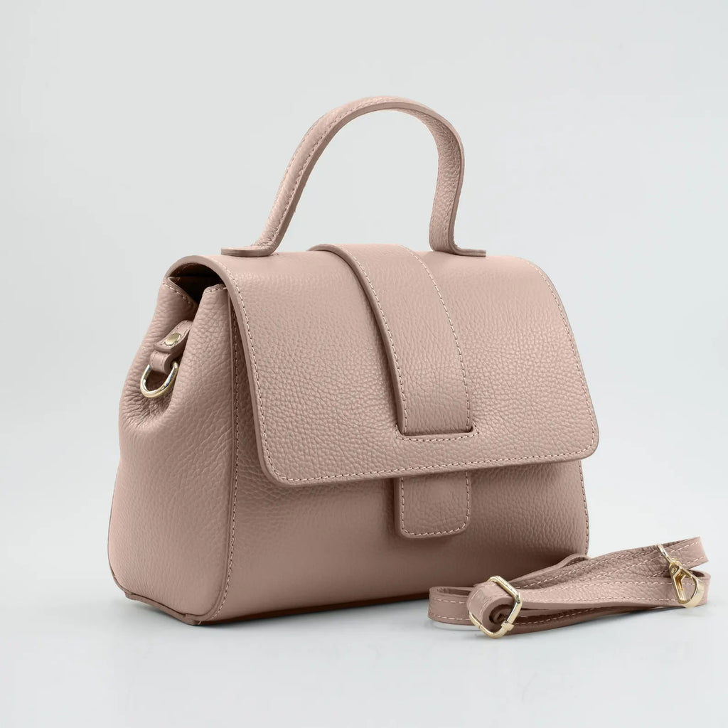 Italian Handmade Leather Bag for Women | Elegant Black Tote From Florence, Made in Italy | Pebbled Leather Top Handle Purse