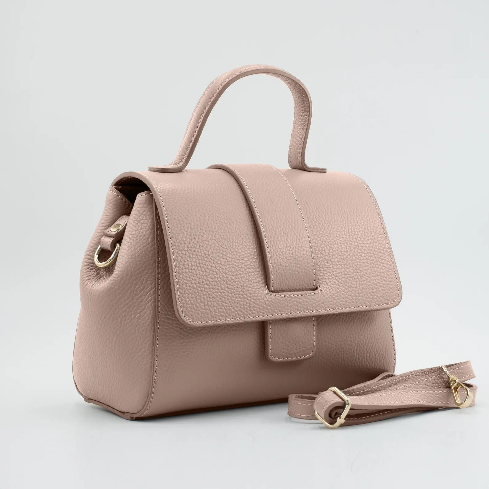 Italian Handmade Leather Bag for Women | Elegant Black Tote From Florence, Made in Italy | Pebbled Leather Top Handle Purse