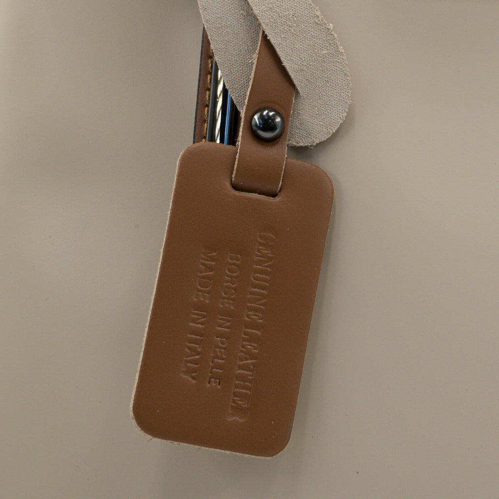 Italian Handmade Leather Bag for Women | Elegant Beige & Brown Tote From Florence, Made in Italy | Genuine Leather Purse