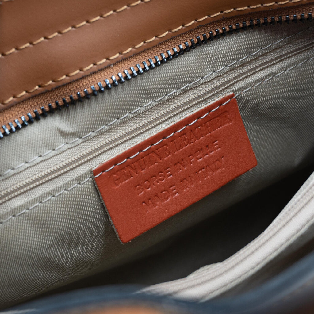 Italian Handmade Leather Bag for Women | Elegant Beige & Brown Tote From Florence, Made in Italy | Genuine Leather Purse