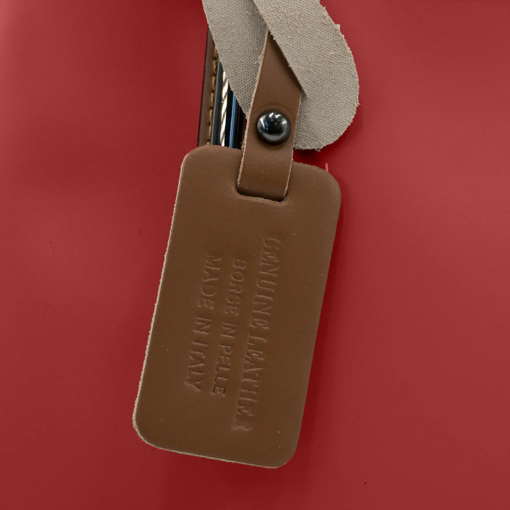 Italian Handmade Leather Bags for Women | Elegant Two-Tone Tote From Florence, Red & Brown Leather Purse, Made in Italy